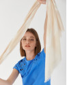 Beige scarf with cream-colored stripes