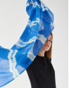 Fular azul franjas blancas