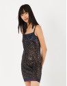 Midnight blue dress with spaghetti straps and... | Roberto Verino