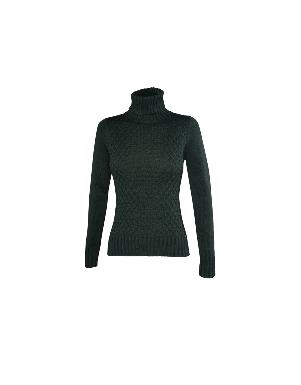  Roll collar pullover in dark green 