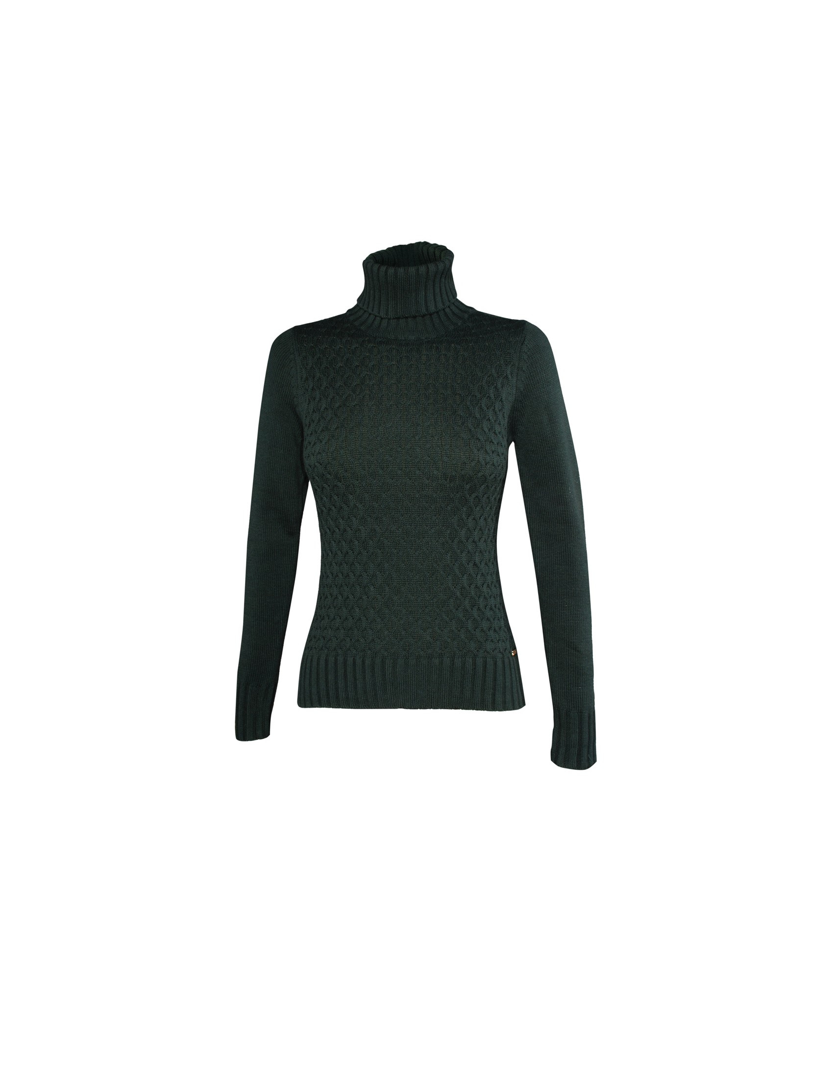  Roll collar pullover in dark green 