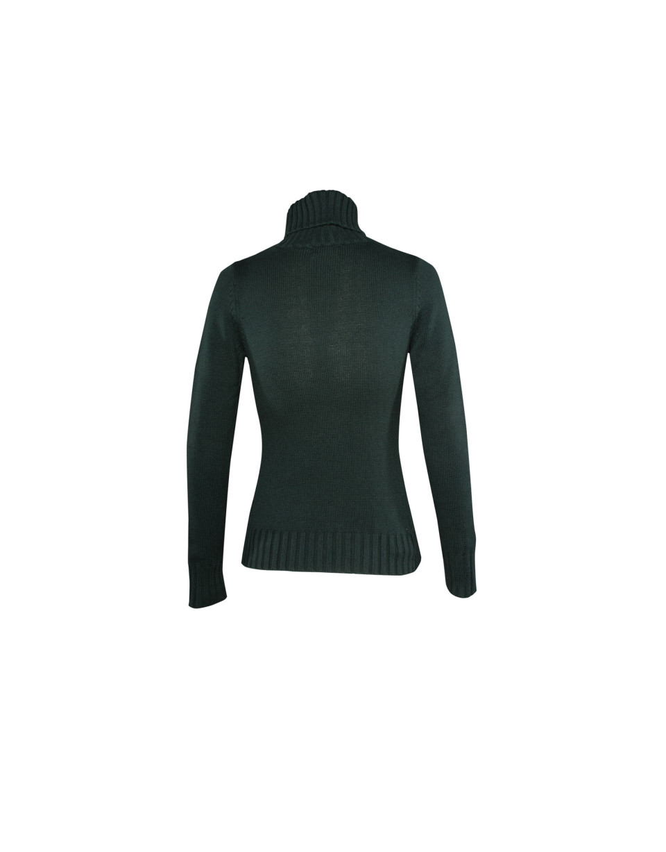  Roll collar pullover in dark green 