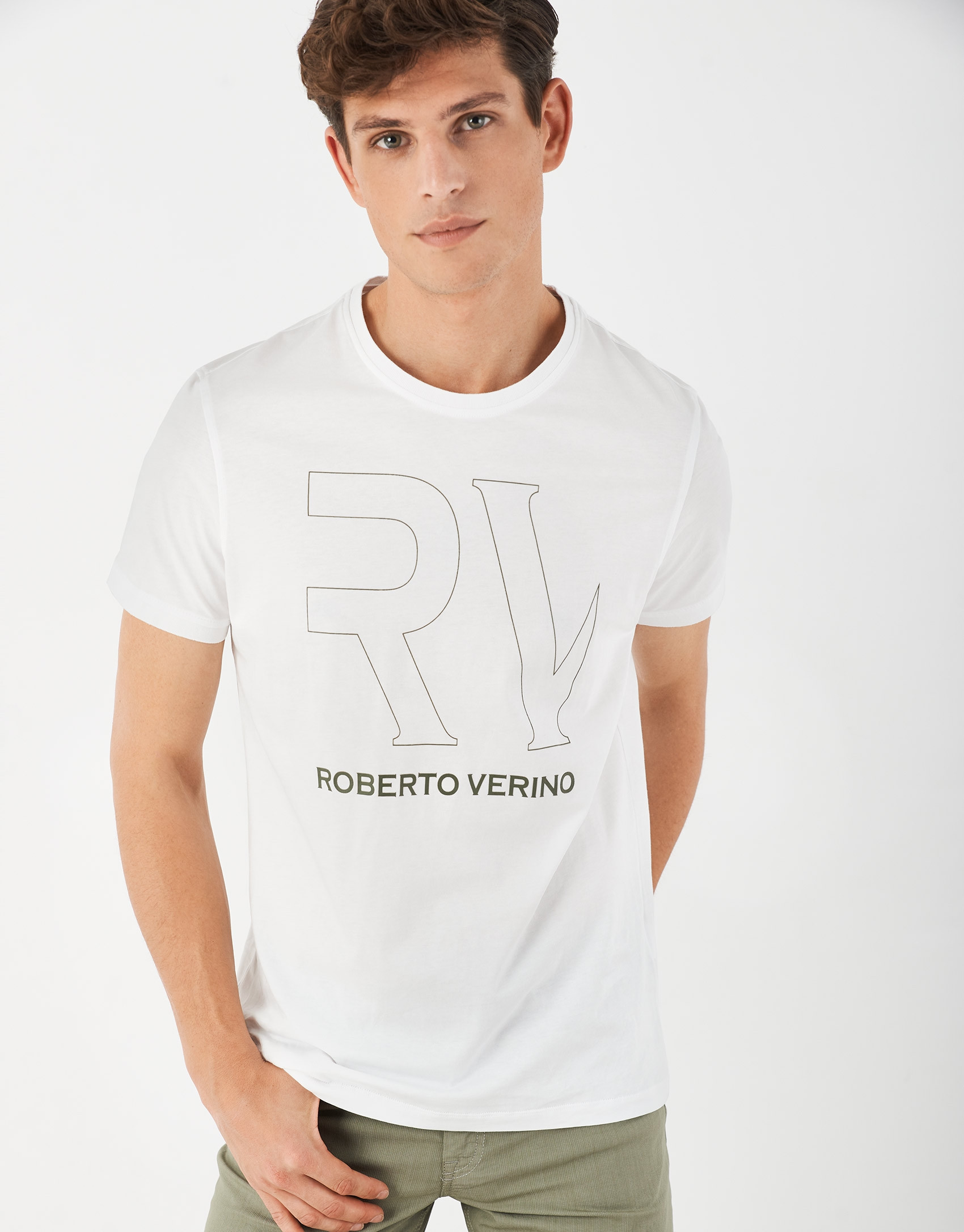 White top with khaki RV logo
