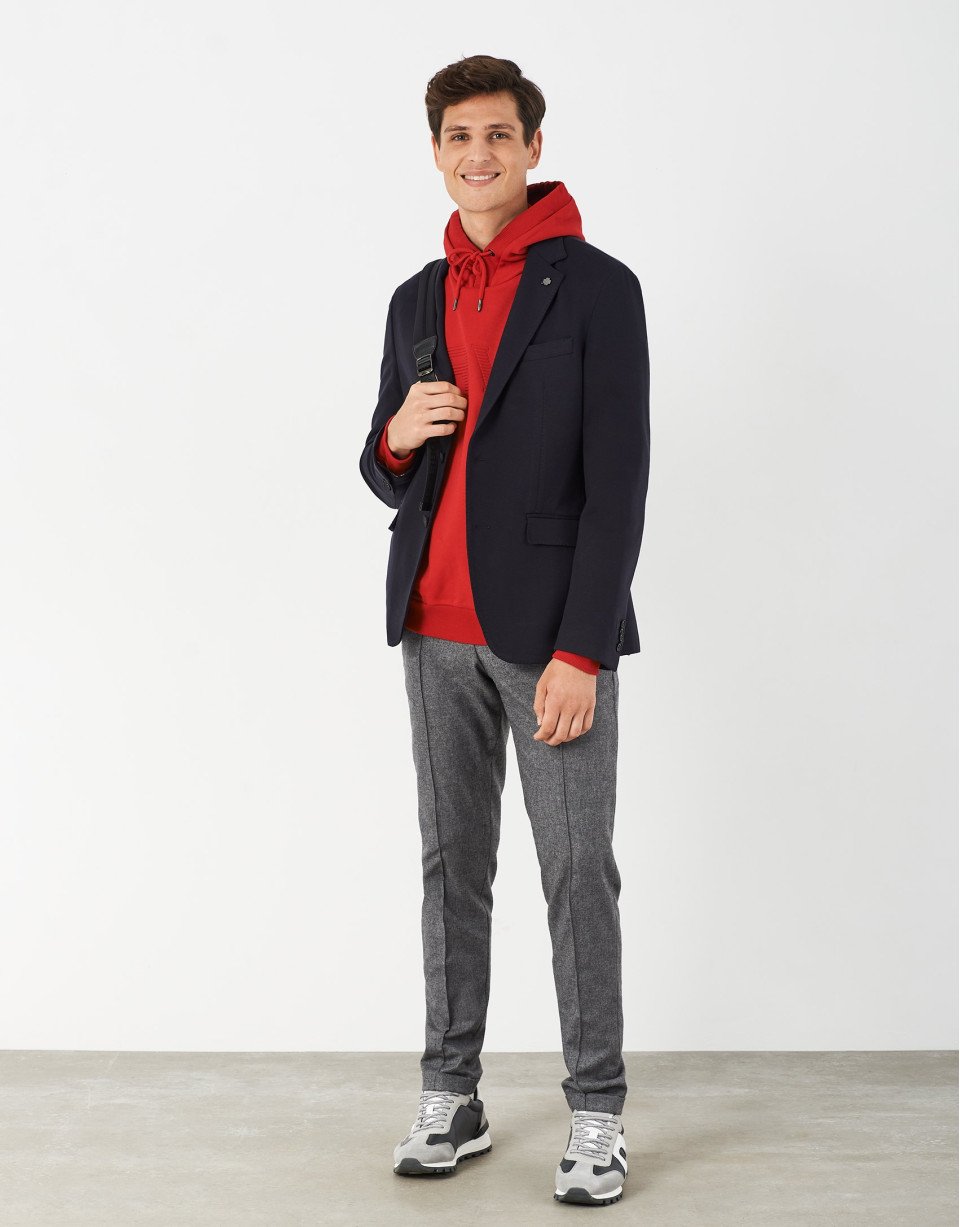 Navy blue flat knit sport jacket - Man - AW2021 | Roberto Verino