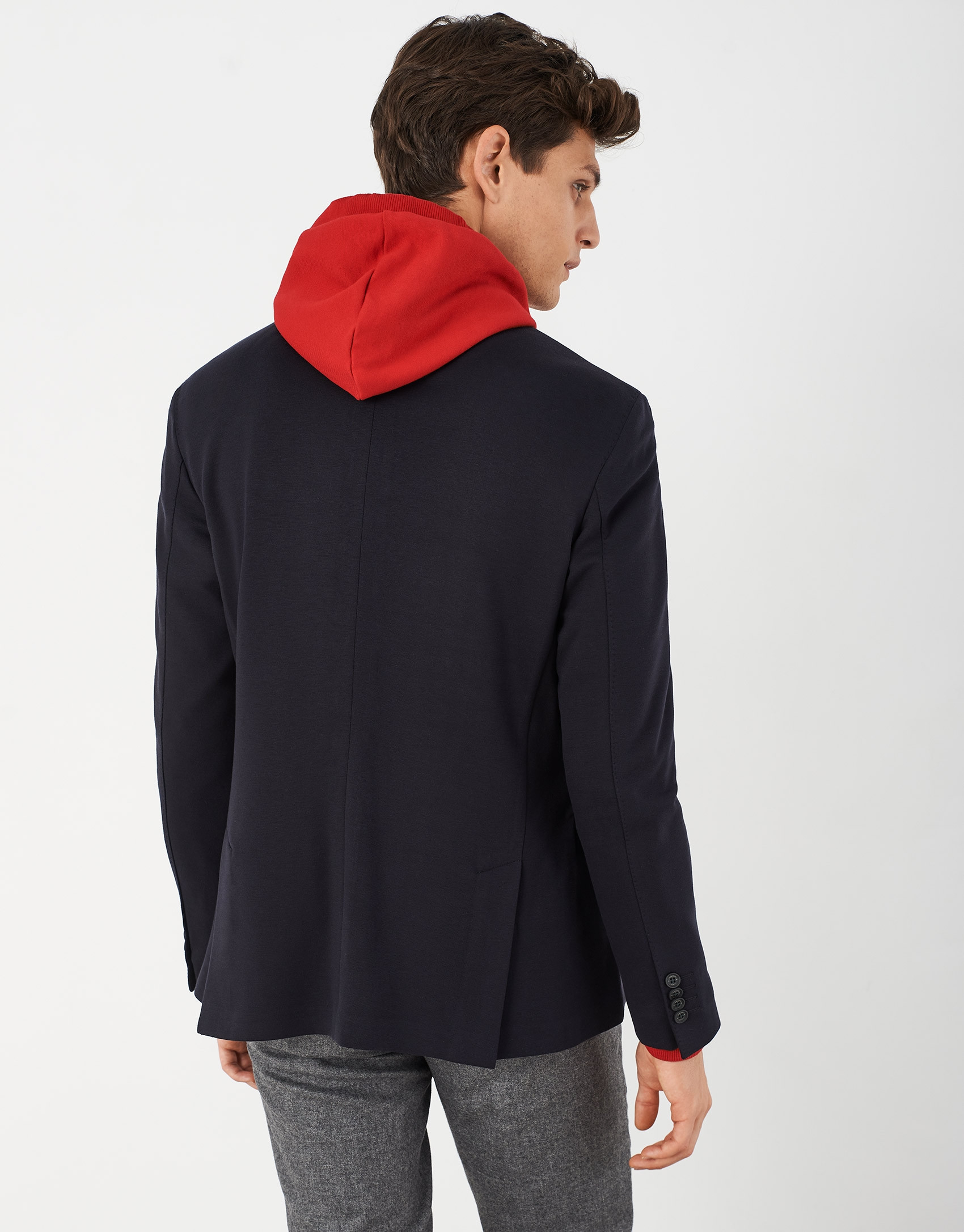 Navy blue flat knit sport jacket - Man - AW2021 | Roberto Verino