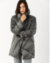 Gray quilted windbreaker with large collar | Roberto Verino