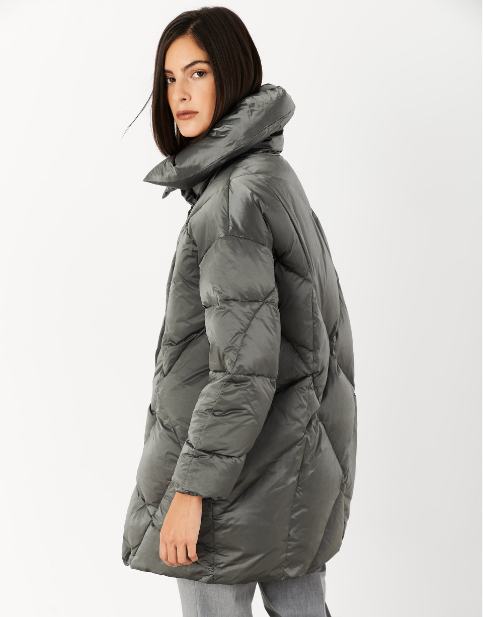 Plumífero cuello amplio acolchado gris - Mujer | Roberto Verino