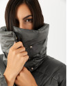 Gray quilted windbreaker with large collar | Roberto Verino