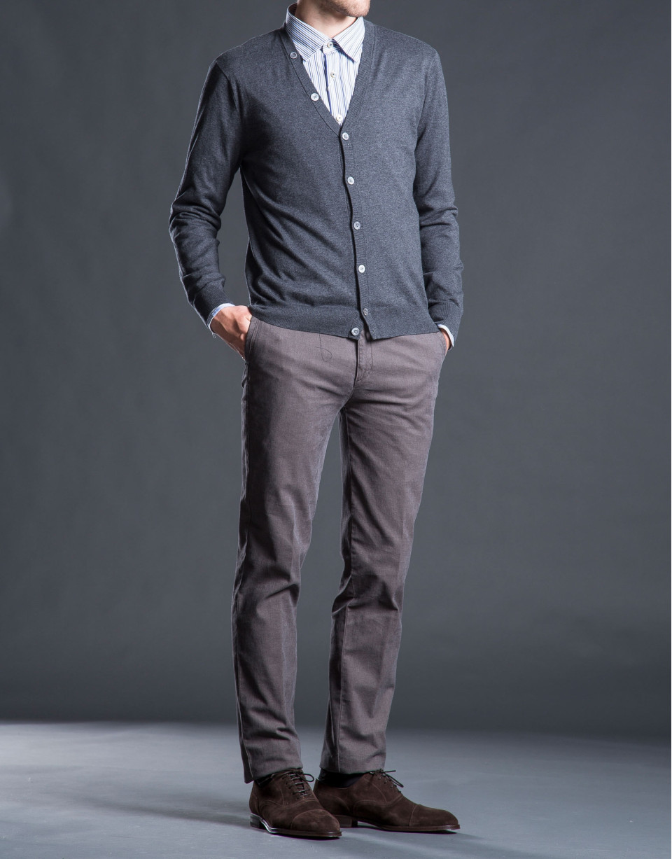 Cardigan punto gris coderas