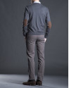Gray knit cardigan with elbow patches
