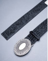 Black leather and fur belt