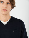 Navy blue V neck sweater - Man - AW2021 | Roberto Verino