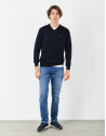Jersey escote pico azul marino - Hombre | Roberto Verino