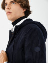Chaqueta con capucha canalé marino - Hombre | Roberto Verino