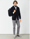 Chaqueta con capucha canalé marino - Hombre | Roberto Verino