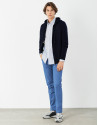 Chaqueta con capucha canalé marino - Hombre | Roberto Verino