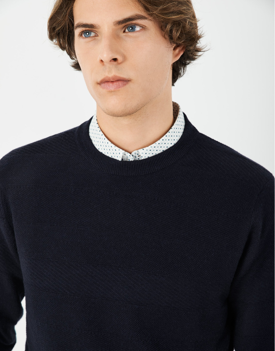 Jersey relieve horizontal azul marino - Hombre | Roberto Verino