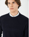 Navy blue sweater with embossed horizontal ... | Roberto Verino