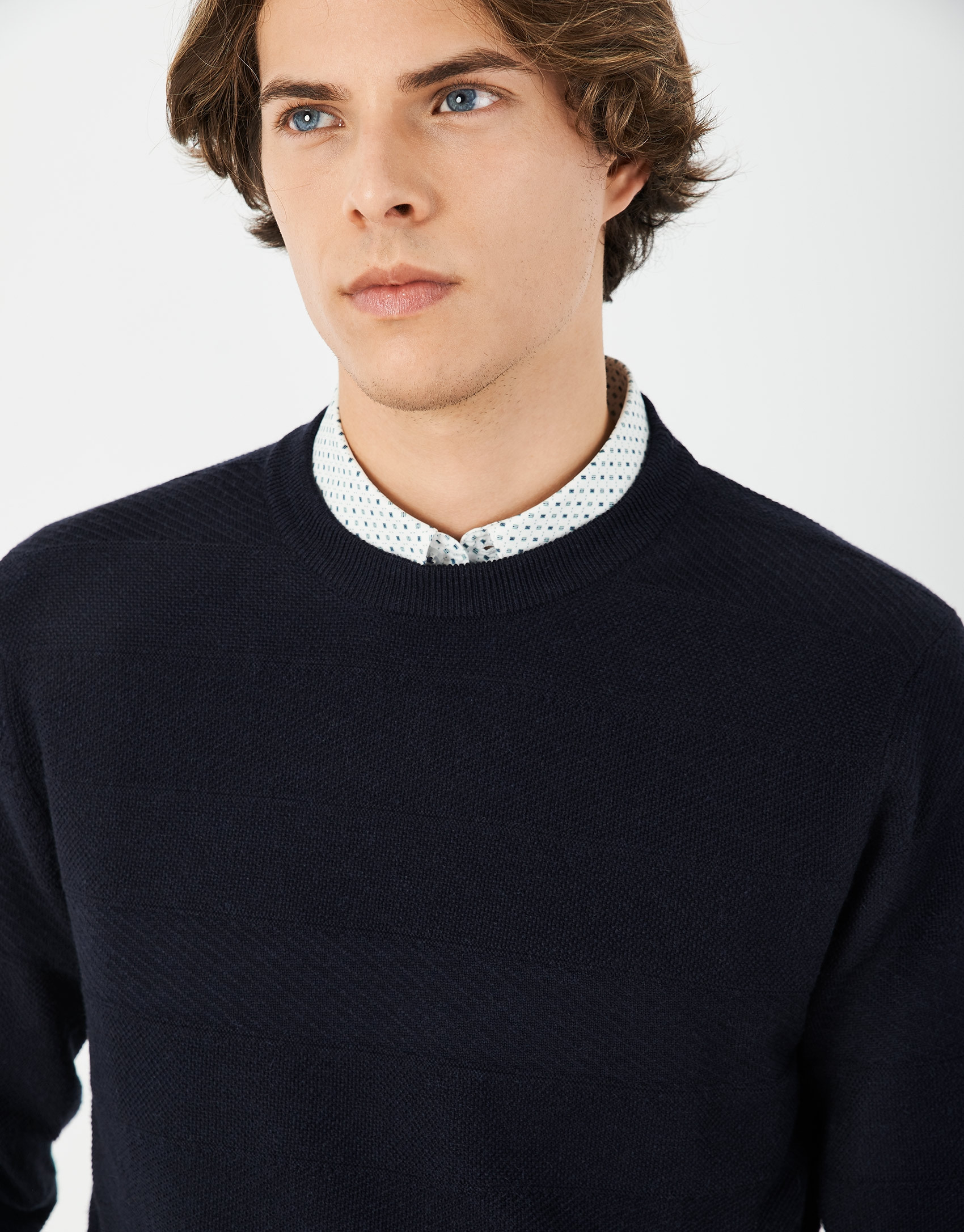 Jersey relieve horizontal azul marino - Hombre | Roberto Verino