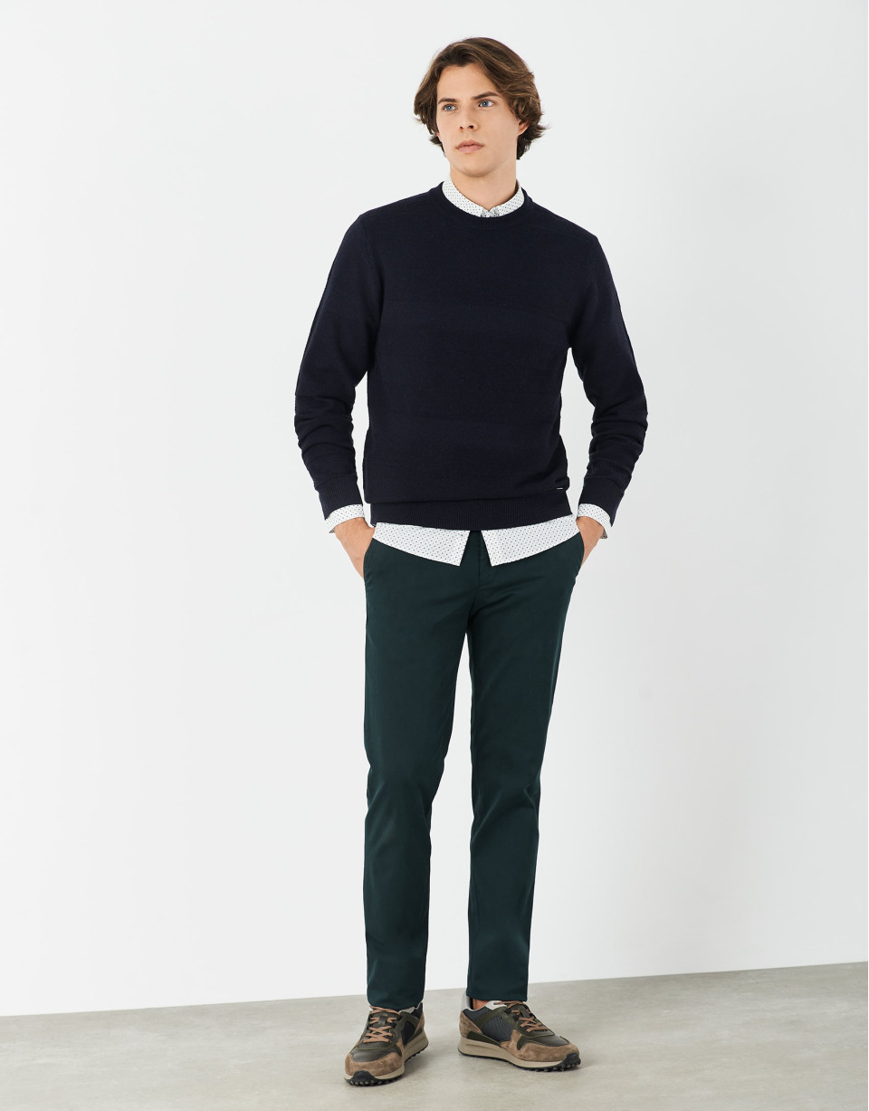 Jersey relieve horizontal azul marino - Hombre | Roberto Verino