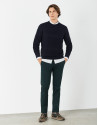 Navy blue sweater with embossed horizontal ... | Roberto Verino