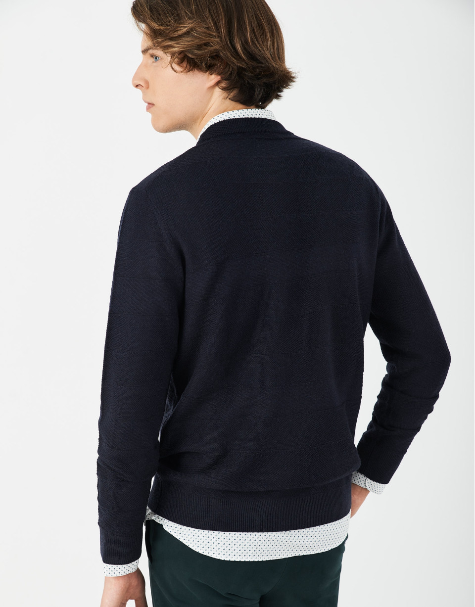 Jersey relieve horizontal azul marino - Hombre | Roberto Verino