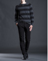 Gray striped sweater with elbow patches