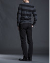 Gray striped sweater with elbow patches