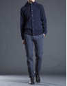 Navy blue knit jacket with detachable hood