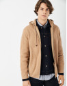 Camel jacket with hood and ribbing - Man | Roberto Verino