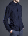 Navy blue knit jacket with detachable hood