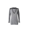 Striped contrasted greys pullover and scarf 