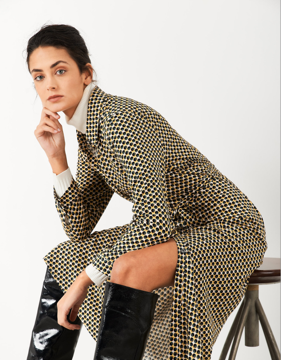 Shirtwaist dress with green and yellow circles | Roberto Verino