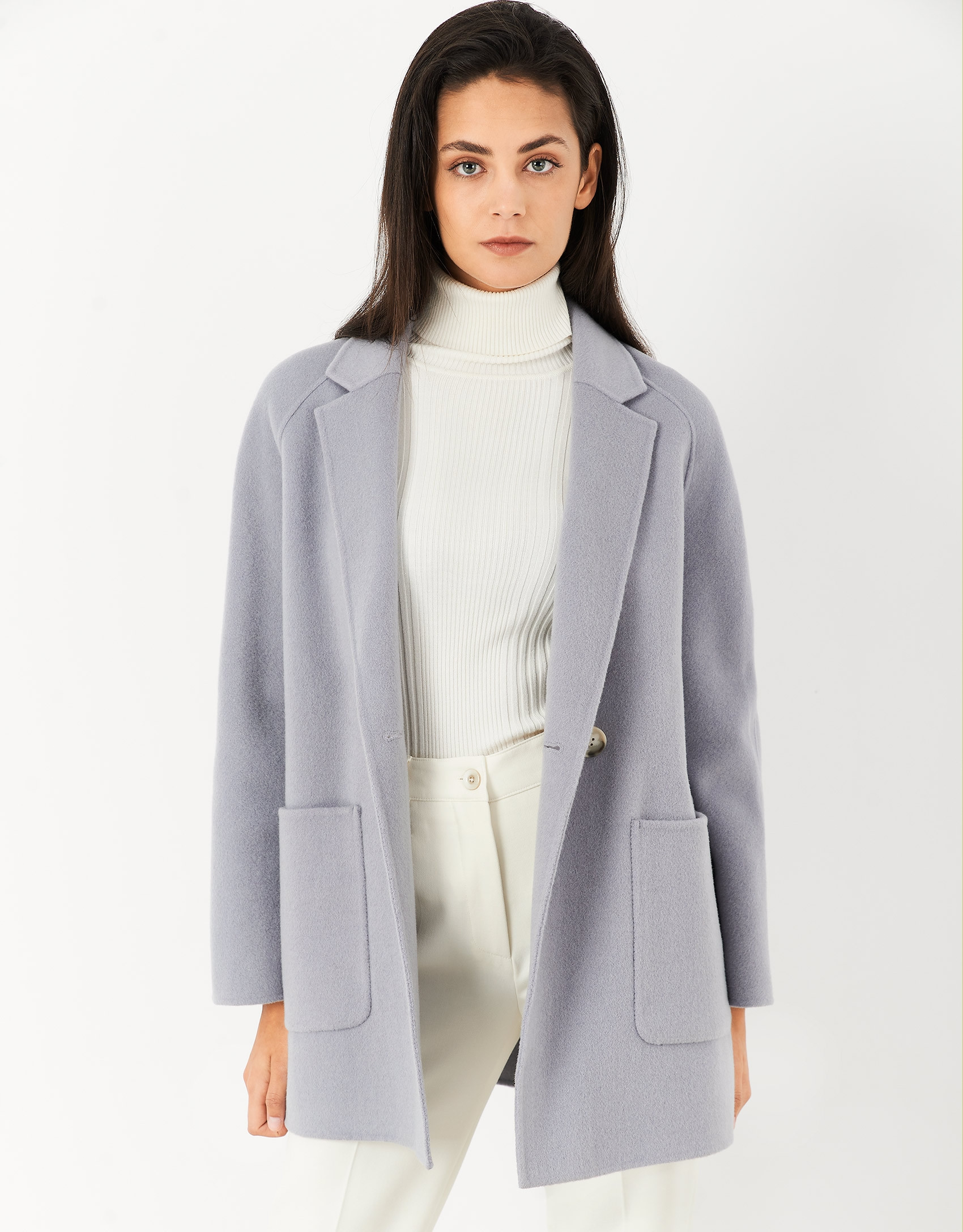 Short blue coat with double row of buttons | Roberto Verino