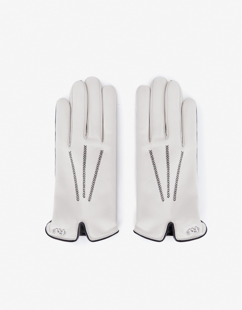 Beige and black leather glove
