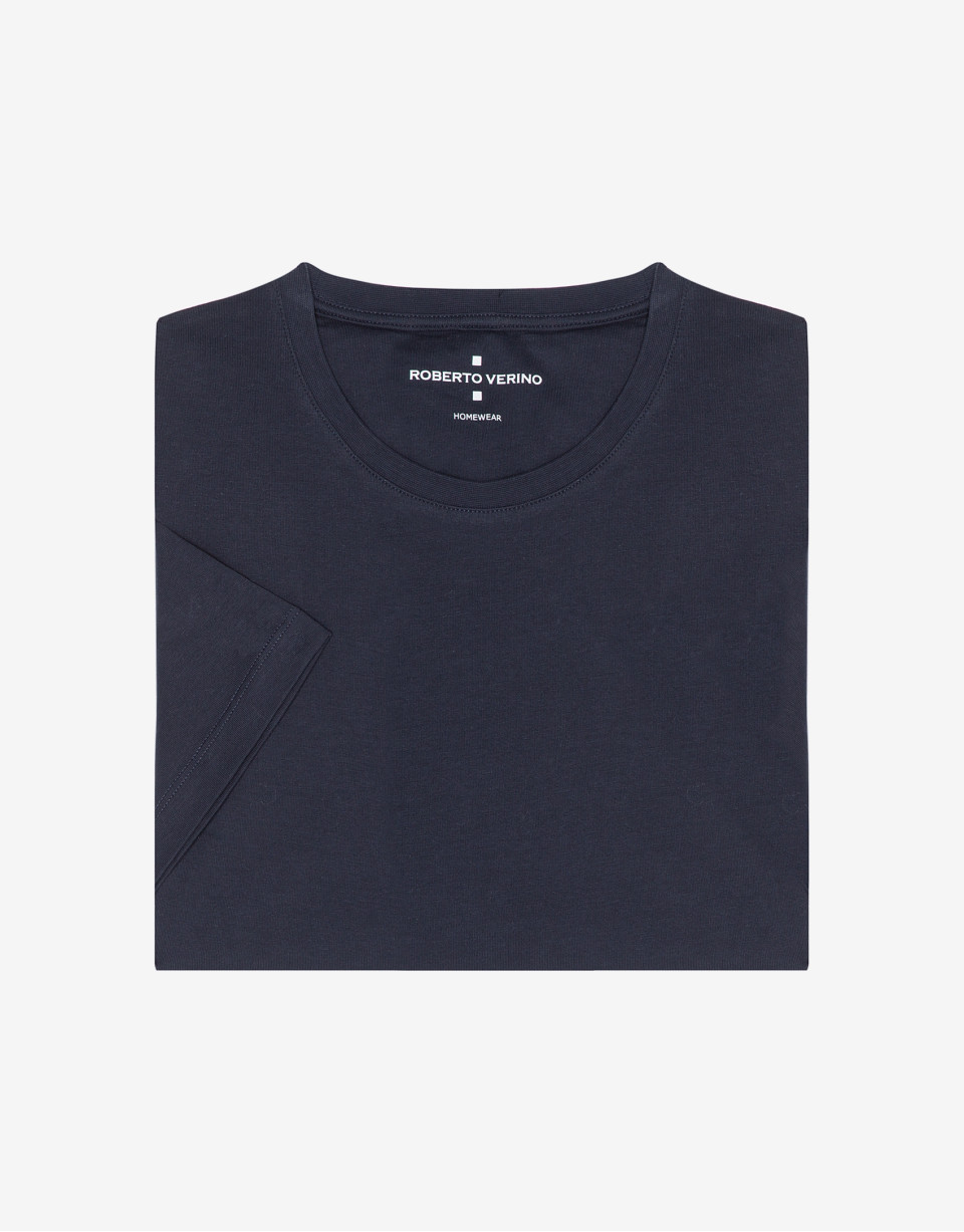 Navy blue cotton short sleeve pajamas