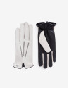 Beige and black leather glove