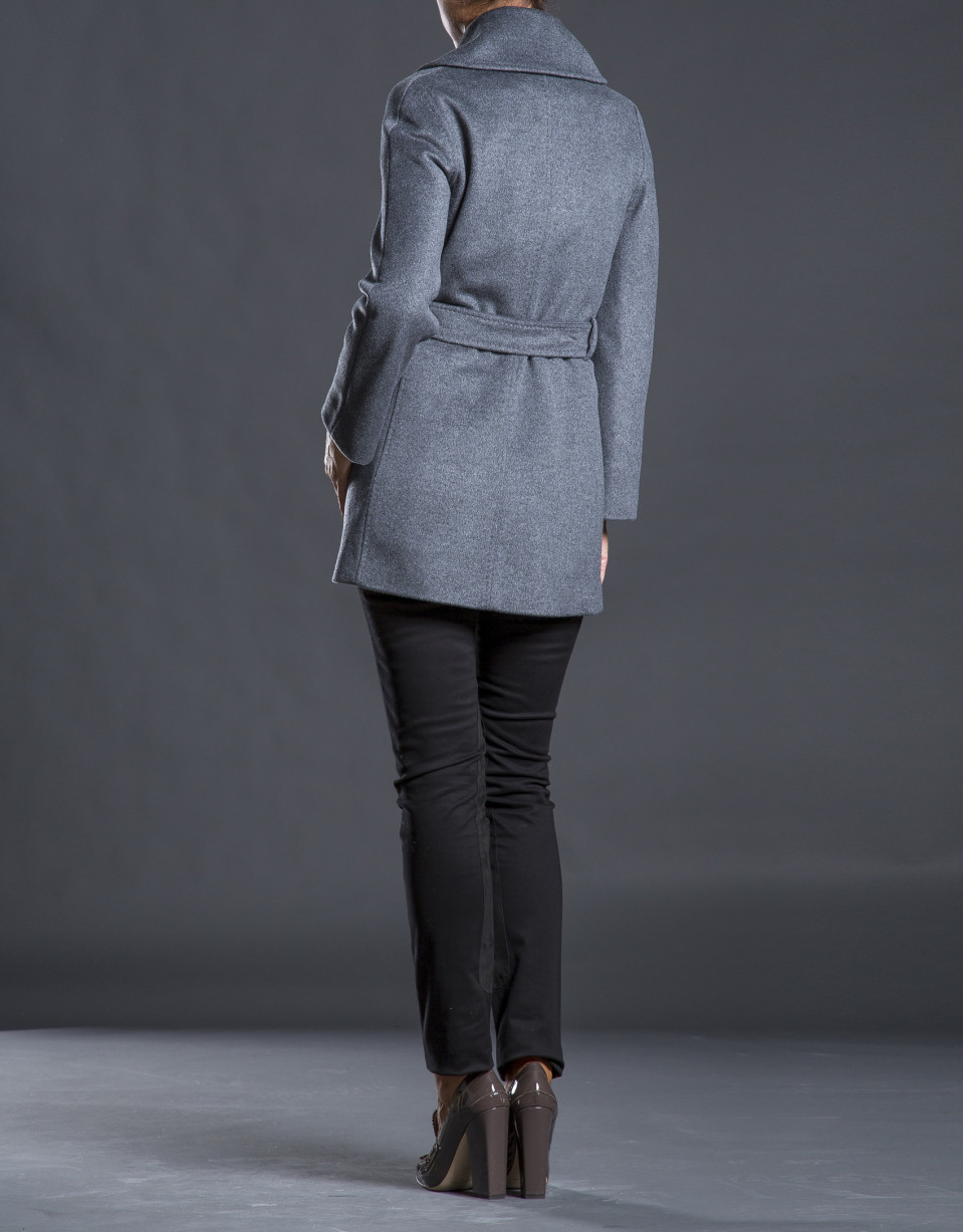Short gray double-breasted coat 