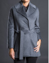 Short gray double-breasted coat 