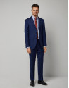 Ink blue fake plain slim fit half canvas suit | Roberto Verino