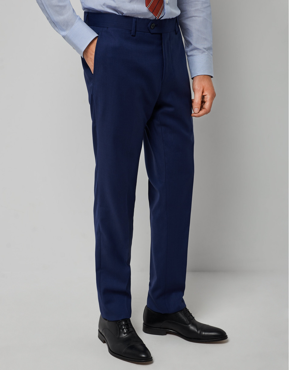Ink blue fake plain slim fit half canvas suit | Roberto Verino