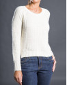 Beige knit sweater with trim 