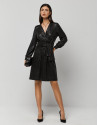 Black and gold draped V-neck dress with sequins | Roberto Verino