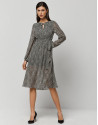 Vestido escote drapeado estampado crudo, ... | Roberto Verino