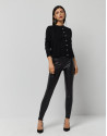 Black fine knit vest with rhinestones on collar | Roberto Verino