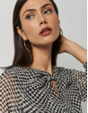 Draped dress with beige, black and gold print | Roberto Verino