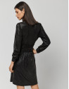 Black and gold draped V-neck dress with sequins | Roberto Verino