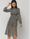 Vestido escote drapeado estampado crudo, ... | Roberto Verino