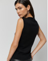 Chaleco punto fino negro con strass en cuello | Roberto Verino