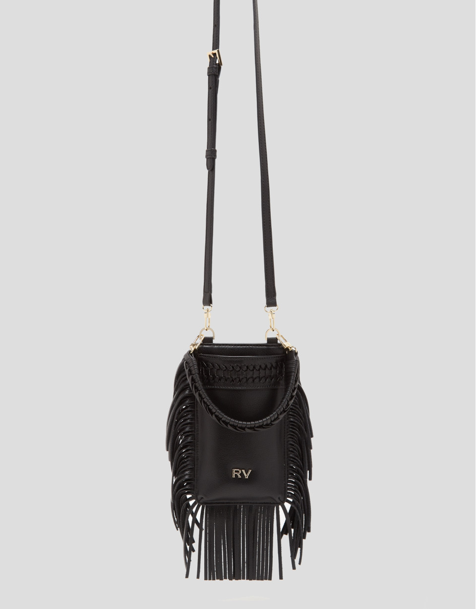 Black leather cellphone case with braiding ... | Roberto Verino